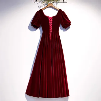 AnXin SH printesa de vin rosu velur rochie de seara franceză retro de epocă partid sweetheart ștrasuri din mărgele butonul de mireasa o rochie de seara