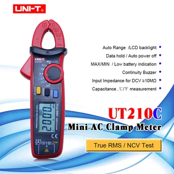 UNITATEA Digitală ampermetric Auto Gama Multimetru UT210C MINI True RMS Auto Gama AC DC Volt 200A Ohm Capacitate Tester