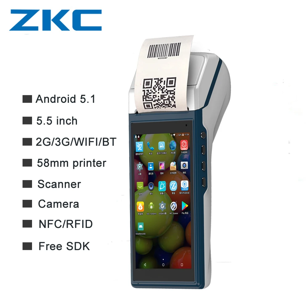 Zkc5501 Sistem Pos Pda Cu Imprimantă Termică Scanner Cititor Nfc Bluetooth Cu Singur Sim, Suport Otg Oferi Hârtie pentru < Computer & Office | www.sydneycraiova.ro