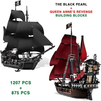 2 In 1 Black Pearl Și Queen Anne ' s Revenge Model de Navă Blocuri Caramizi Film Piratii din Caraibe Aniversare pentru Copii Jucarie Cadou