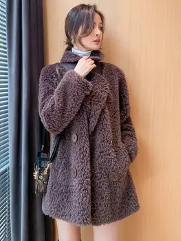 2020 femei toamna și iarna gros și cald timp teddy jacheta chic doamnelor jacheta de lungime medie imitație de cașmir haina