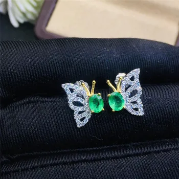2020 merald cercei stud pentru nunta 4 mm*5 mm SI clasa emerald cercei argint 925 cu smarald bijuterii