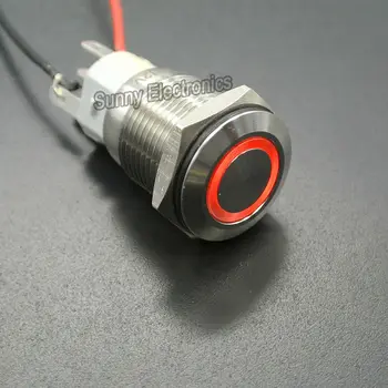 50pcs rezistent la apa Rosu Angel Eye Metalice din oțel inoxidabil LED Blocare ON-OFF 16mm 6V 12V 24V, 110V 220V Buton Comuta Bord Masina