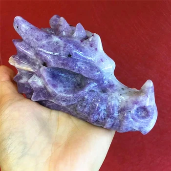 5inch Naturale Piatra de Cristal Violet Mica Dragon, Craniu Sculptat de Mână Lustruit de Vindecare de Cristal Capete de Dragon de Decor Pentru Casa Cadouri