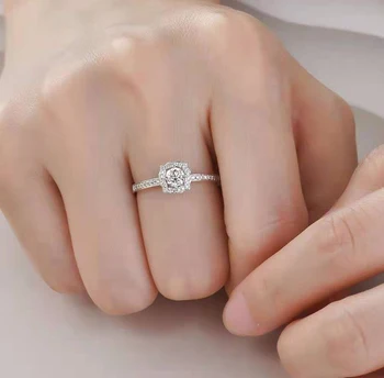 Aazuo 18K Pur Aur Alb Diamant de 0.30 ct H VS Clasic Pătrat Inel de Nunta Talentat Pentru Femeie Petrecere de Logodnă Au750 Pentru Dragoste