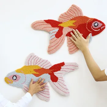 Aduce Noroc Chineză de Pește în Formă de Covor, Norocos Pește Decorativ Lână Amestec Podea Mat pentru Camera Copiilor