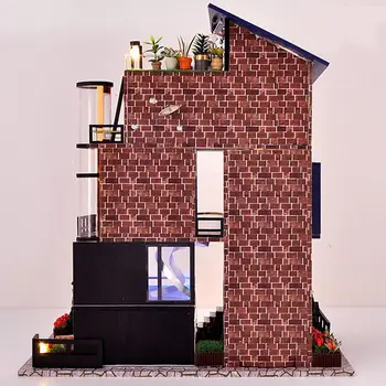 Asambla DIY Casă de Lemn casă de Păpuși kit Manhattan Vila in Miniatura Mobilier casă de Păpuși Kit de Jucarii pentru Copii Cadou de Crăciun