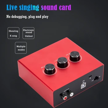 AU11-R USB Mixer Extern placa de Sunet Audio Interface Card pentru Telefon, Calculator PC pentru Microfon de Studio Live de Înregistrare Cântând