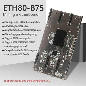 AU42 -ETH80 B75 BTC Mining Placa de baza+PROCESOR G630+Comutator Cablu 8XPCIE 16X LGA1155 Suport 1660 2070 3090 RX580 placa Grafica