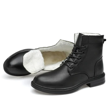 Brand Matlasat Cizme Barbati Iarna Casual din Piele Pantofi de Mari Dimensiuni Talpa de Cauciuc Non-alunecare de Confort Moale Clasic Cizme pentru bărbați