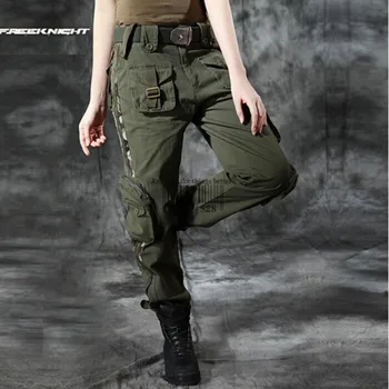 Cargo Femei Gratuit Cavaler Pantaloni Casual Pantaloni de Camuflaj pentru Femei Armata Verde Buzunarele de la Pantaloni Decor Pantaloni de Camuflaj