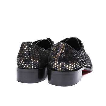 Christia Bella Lux De Aur Dot Piele Barbati Pantofi Rochie De Mireasa Oameni De Afaceri Oxford Pantofi Dantela-Up Pantofi Formale Pentru Plus Dimensiune