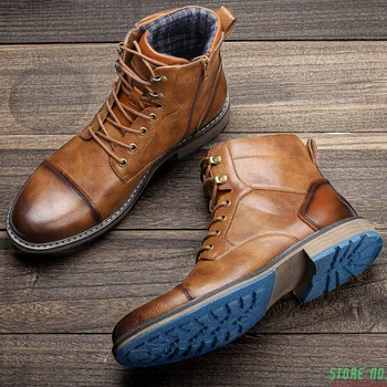 Cizme barbati Wootten de Brand Casual Barbati Pantofi Retro Glezna Cizme pentru Bărbați Încălțăminte de Toamnă Pereche de Cizme #AL601C4