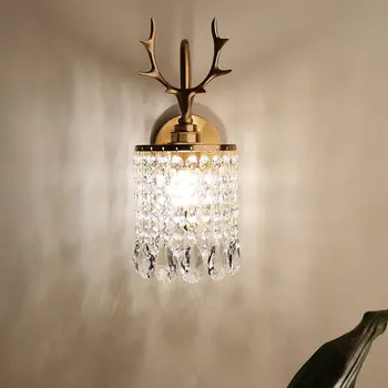 Cristal Lampă de Perete Dormitor Lampa Living Lampa Camera de Studiu lampa de Cupru si cristal Lumina de perete Lux