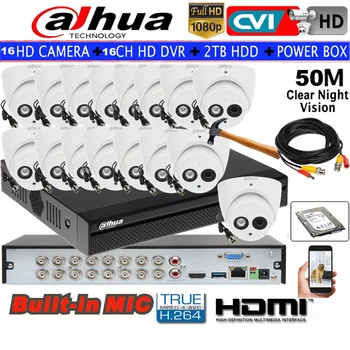 Dahua HCVR5116HS-S3 16ch CVI Camera de Securitate de Sistem cu 2Megapixel HAC-HDW1220EM-UN Impermeabil HDCVI cu IR Ocular audio Camera