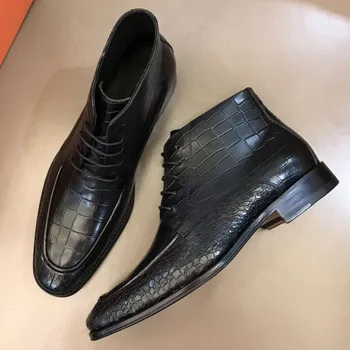 De înaltă Calitate pentru Bărbați Cizme din Piele lucrate Manual din Piele Mens Glezna Cizme Brand de Moda de Mare Top Dantela-Up Pantofi Rochie