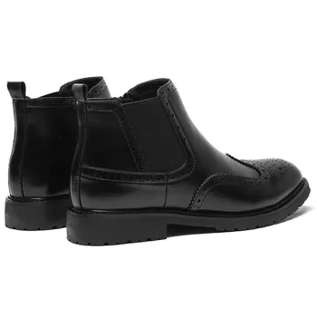 Designerul italian bărbați de mari dimensiuni chelsea cizme sculptate bocanc de vacă din piele pantofi deget a subliniat bullock pantofi domn glezna cizme botas