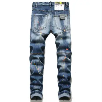 DSQUARED2 Jeans Pantaloni Design de Top Rece Blugi Barbati Slim Blugi Pantaloni din Denim Blue Hole Pantaloni Jeans Pentru Bărbați