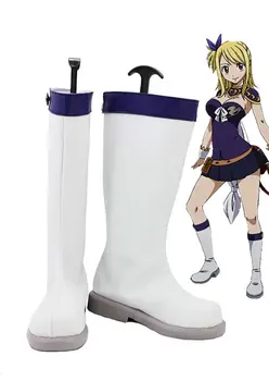 Fairy Tail Lucy Cosplay Pantofi Cizme Personalizate Albe