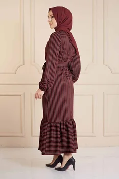 Femeile musulmane Rochie cu Dungi Dubai Abaya Musulman Moda Rochie 2021 Hijab Europene Îmbrăcăminte Halat de Islam Femme Caftan Oman turcă