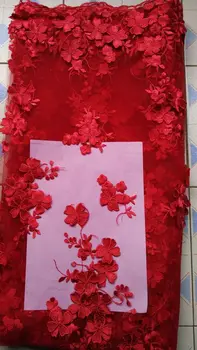 Handmade Net Brodate Tesatura 3d Flori Rosii Diy Țesături Dantelă Asieta Dantelă Manual de Vânzare Fierbinte Franța Rochie de Mireasa Ful Coton