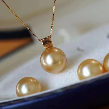HENGSHENG Pur Aur de 18K, Încrustat 11-12mm Natural Apa de mare Rotunde Aur Pandantiv Perle 2021 Nou de Înaltă Calitate Bijuterii Cadouri Pentru Femei