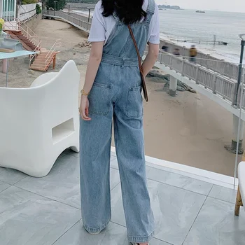 High Street Blugi, Salopete cu Curea pentru Femei de Vară 2021 Nou Stil coreean Salopete Largi Y2k Largi Denim Pantaloni Largi Picior Plus Dimensiune