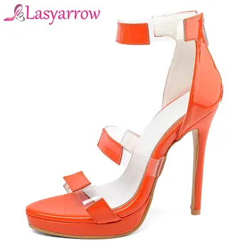 Lasyarrow Curea Glezna cu Toc Sandale Femei Pantofi Transparente Femeie sandalias din Piele de Brevet de Vară Gladiator Sandale Petrecere