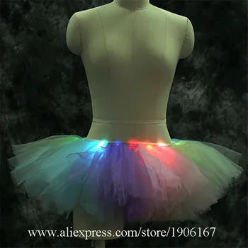 Luminoasă Cu Led-Uri Colorate Pentru Femei Rochie De Balet Haine De Petrecere Aprinde Led Mascat De Halloween Cu Led De Anul Nou Costum De Bal Costum