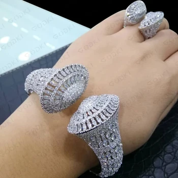 Lux Nobil superba Mare Brățară Inel de Mireasa pentru Femei Seturi de Bijuterii de Nunta Petrecere Arată Cadoul Perfect turc bijuterii