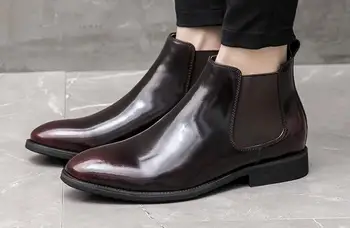 Moda iarna western boot pantofi barbati din piele a subliniat toe chelsea cizme high-top casual glezna cizme barbati