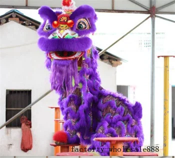 Moda Violet Artă Populară Chineză Dans Leu Mascota Costum De Lână De Sud Leu Doi Adulți Publicitate Carnaval De Halloween, De Crăciun