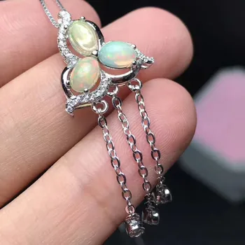 Naturale Multicolore opal bijuterie pandantiv S925 argint Naturale Piatră prețioasă Colier Pandantiv Trifoi cu ciucure pentru femei partid bijuterii fine