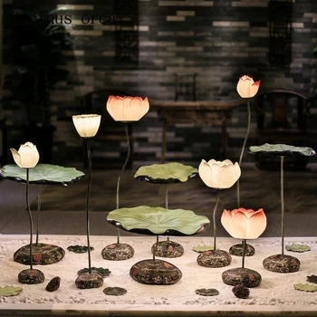 Noi, Creative clasic Chinez lotus lampa de camera ceainărie dormitor coridor vânt Chinez frunze verticale lampa de birou transport gratuit