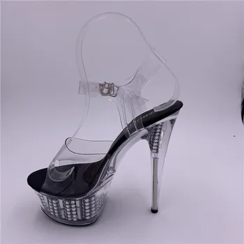 Nou la modă sandale transparente, de culoare platforma fund gros cu toc 15CM de mers pe jos show femei pantofi
