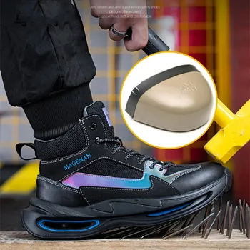 Noua Moda Usoare Securitatea muncii Cizme Barbati Pantofi de protecție Munca Adidași Anti-puncție Pantofi de Lucru Men Steel Toe Pantofi Încălțăminte