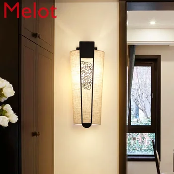 Noul Stil Chinezesc Lampă de Perete de Lumină Coridor Dormitor Lampă de Noptieră Creative Culoar Moderne Tesatura TV de Perete Iluminat Camera de zi