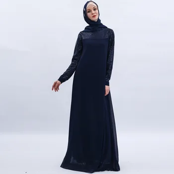 Paiete Trim Rochie pentru Femei 2021 Dubai Musulman Modest Eid Mubarak Marocan arabă turcă Haine Islamice Caftan Mujer Vestidos