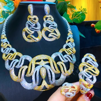 Soramoore 4BUC de Mireasa de Lux de Nunta Bijuterii Set Pentru Femei Colier Bratara Cercei Inel moda bijuterii 2021 Dubai Seturi de bijuterii