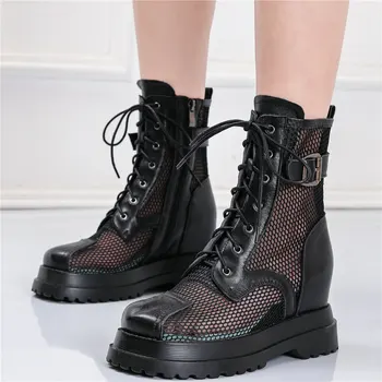 Vara Glezna Cizme Femei din Piele Sandale Militare Catarama Platforma Pană Tocuri inalte Oxfords Petrecere Pompe Punk Goth Pantofi