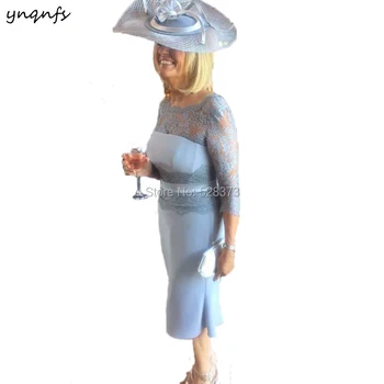 YNQNFS MD206 Elegant Vestido Halat de Cocktail Dantela Maneca 3/4 Ceai de Lungime Mama de Rochii de Mireasa Mire Costume Personalizate 2019