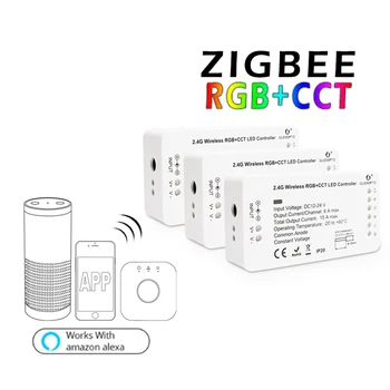 ZIGBEE Wireless 2.4 G RGBW+CCT Controler cu LED-uri 12V-24V APLICAȚIA Control Vocal LED Strip Lumini Inteligente Dimmer